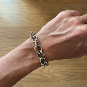 David Yurman chain link bracelet 18k gold and silver